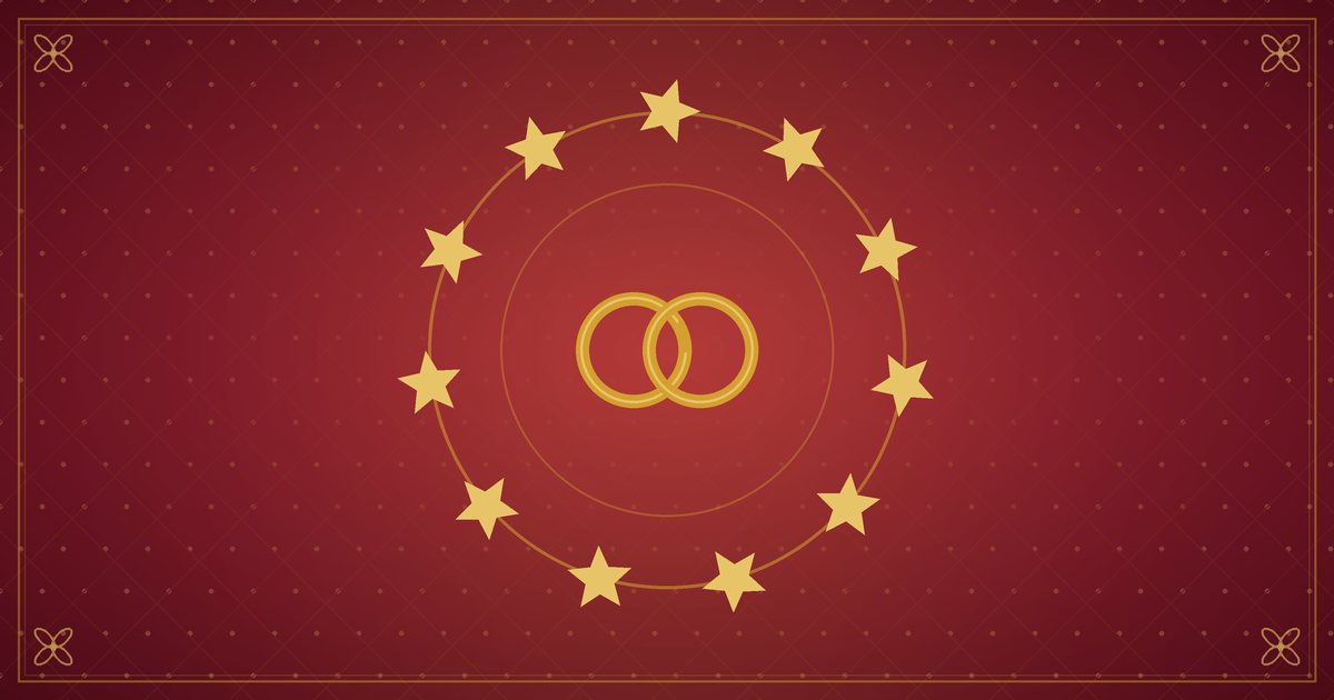 Illustration de onze étoiles dorées disposées en cercle, en rouge et or